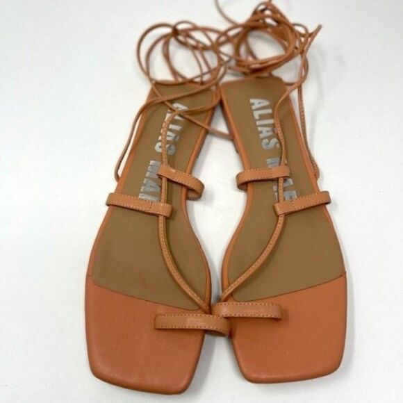 Revolve Alias Mae Anika Strappy Tan leather wrap up sandals EU 38 US 7.5-8 BoxO - Picture 5 of 11
